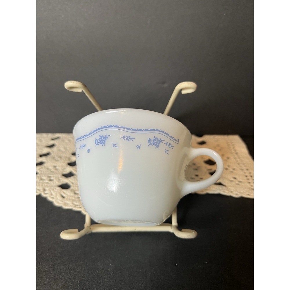 Pyrex Morning Blue Milk Glass Flower Coffee Tea Cup Corning Lot 1 Cup